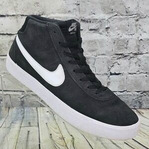 Nike SB Bruin Mid Womens 11 Black White Suede Skate Shoes DR0126-001 Sneakers
